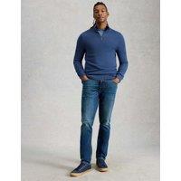 White Stuff Pure Merino Wool Funnel Neck Half Zip Jumper Blue
