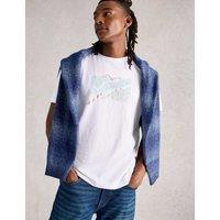 White Stuff Pure Cotton Pedal Graphic T-Shirt White Mix