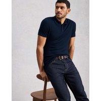 White Stuff Pure Merino Wool Knitted Polo Shirt Navy