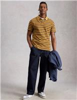 White Stuff Pure Cotton Striped Polo Shirt Yellow Mix