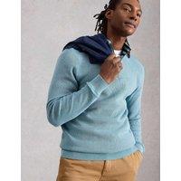 White Stuff Pure Cotton Funnel Neck Jumper Blue