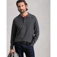 White Stuff Pure Merino Wool Polo Neck Half Zip Jumper Grey