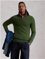 Pure Merino Wool Funnel Neck Half Zip Jumper