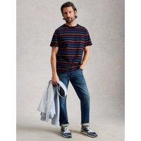 White Stuff Pure Cotton Striped Crew Neck T-Shirt Navy Mix