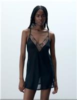 Bluebella Marabel Satin Short Chemise Black
