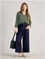 White Stuff Pure Cotton Double Cloth Collared Shirt Green