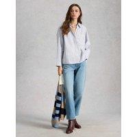 White Stuff Pure Cotton Striped Collared Shirt Blue Mix