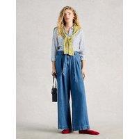 White Stuff Pure Cotton Floral Collared Shirt Blue Mix
