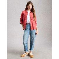White Stuff Pure Cotton Floral Collared Shirt Pink