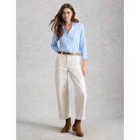 White Stuff Pure Cotton Embroidered Collared Shirt Blue Mix