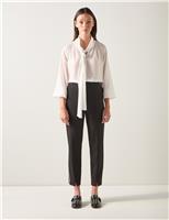 Mid Rise Side Stripe Cropped Trousers