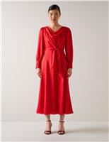 Silk Blend Jacquard Midi Waisted Dress