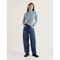 Seasalt Cornwall Cotton Rich Striped Roll Neck Top Blue Mix
