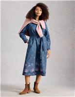 Pure Cotton Printed Midi Shirt Dress