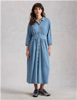 Pure Cotton Midi Shirt Dress