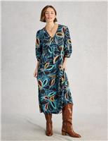 Floral V-Neck Midi Relaxed Skater Dress