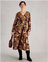 Cotton Modal Blend Jersey Floral Midi Dress