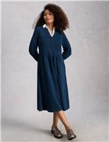 Jersey Notch Neck Midi Tea Dress