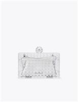 Metallic Diamante Chain Strap Clutch Bag
