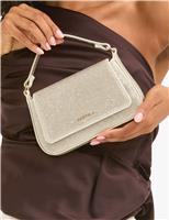 Metallic Chain Strap Top Handle Clutch Bag