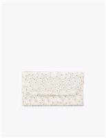 Floral Embroidered Chain Strap Clutch Bag