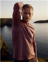 Pure Cotton Striped Crew Neck Top