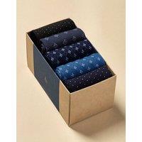 Charles Tyrwhitt 5 Pack Cotton Rich Socks Gift Box Blue Mix