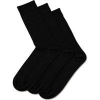 Charles Tyrwhitt 3 Pack Merino Wool Rich Ribbed Socks Black