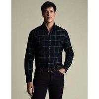 Charles Tyrwhitt Regular Fit Brushed Flannel Checked Shirt Navy