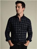 Charles Tyrwhitt Regular Fit Brushed Flannel Checked Shirt Navy