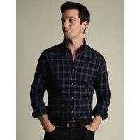 Charles Tyrwhitt Regular Fit Brushed Flannel Checked Shirt Dark Navy