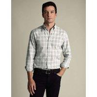 Charles Tyrwhitt Regular Fit Brushed Flannel Checked Shirt Grey