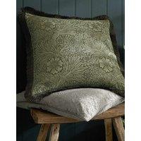 William Morris At Home Pure Cotton Marigold Cushion Green Mix