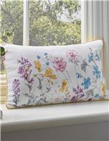 Wild Meadow Pure Cotton Embroidered Cushion