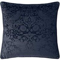 William Morris At Home Velvet Strawberry Thief Cushion Navy