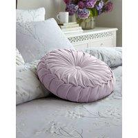 Laura Ashley Rosanna Velvet Round Pleated Cushion Light Purple