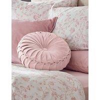 Laura Ashley Rosanna Velvet Round Pleated Cushion Light Pink