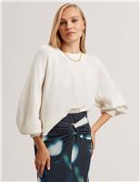 Ted Baker Cotton Rich Crew Neck Jumper Ivory