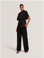 Ted Baker Tie Detail Collared Batwing Blouse Black
