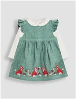 2pc Pure Cotton Fox Appliqu Dress Outfit (0-24 Mths)