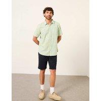 FatFace Regular Fit Pure Cotton Leaf Print Short Sleeve Shirt Green Mix