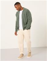 FatFace Zip Up Cardigan with Wool Green