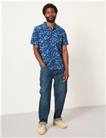 FatFace Pure Cotton Floral Short Sleeve Shirt Indigo Mix