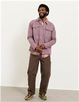FatFace Pure Cotton Utility Overshirt Purple