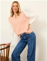 FatFace Ribbed Notch Neck Jumper Pink Mix
