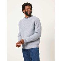 FatFace Textured Crew Neck Jumper with Wool Light Blue