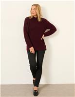 FatFace Wool Blend Ribbed Crew Neck Jumper Burgundy