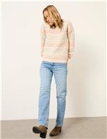 FatFace Cotton Blend Patterned Crew Neck Jumper Ivory Mix