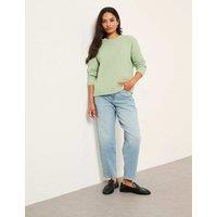 FatFace Cotton Rich Textured Crew Neck Jumper Green