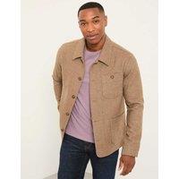 FatFace Wool Blend Herringbone Utility Jacket Light Brown